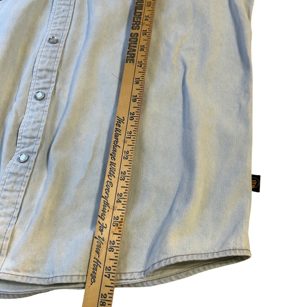 HOWLER BROTHERS DUST UP DENIM GARTH SHIRT Size M Light Blue Pearl Snap Shirt - Picture 6 of 6